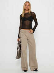 Perfect Mirage Sheer Long Sleeve Top Black