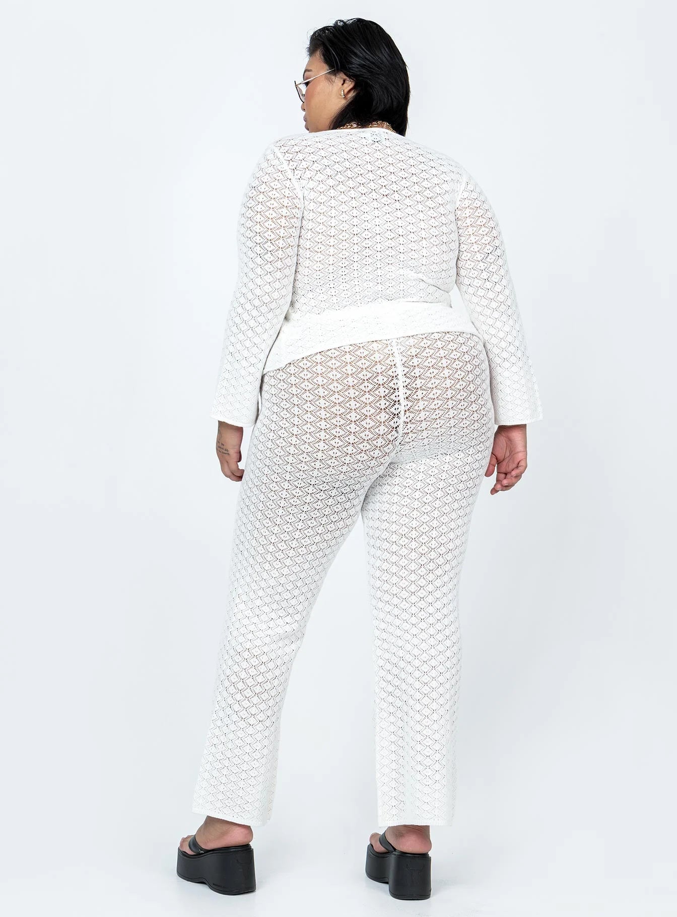 Wild & Free Crochet Pants Curve White