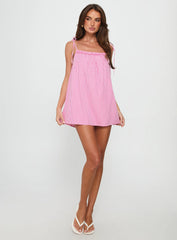 Little Wonders Frill Smock Mini Dress Pink Stripe