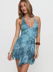 Payge Asymmetrical Mini Dress Blue Multi