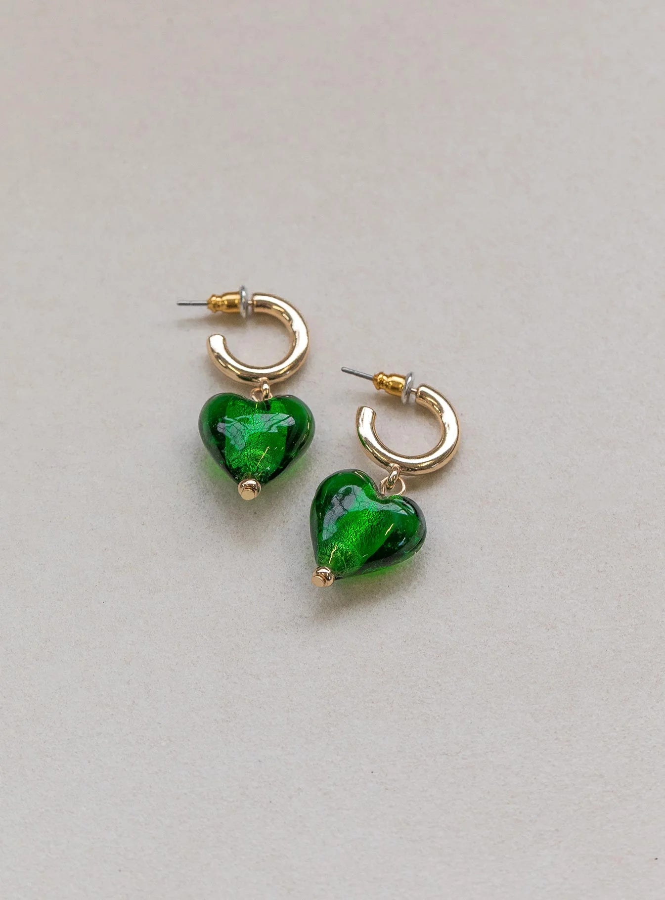 Pico Heart Earrings Gold / Green