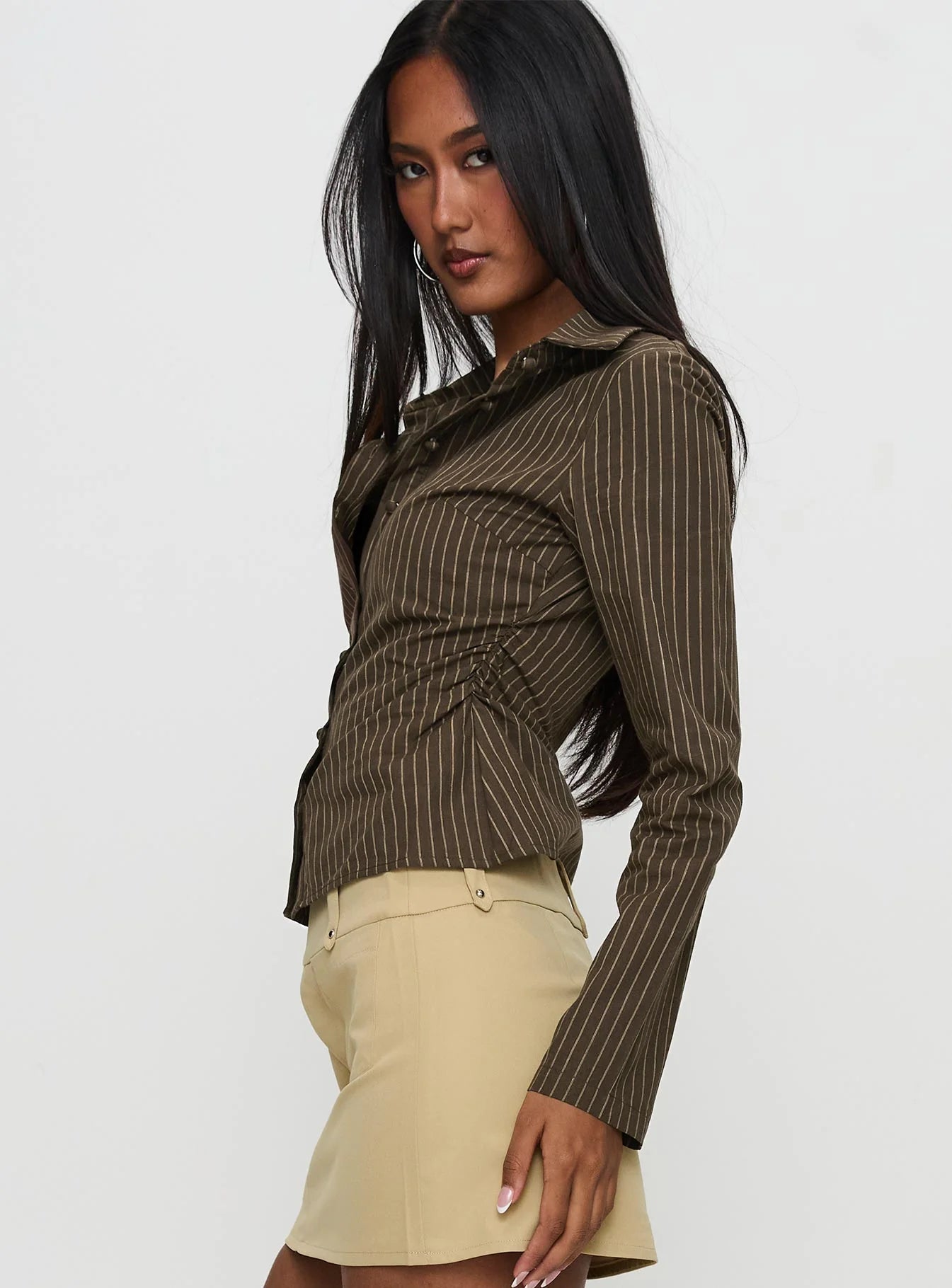 Held My Hand Long Sleeve Top Brown Stripe