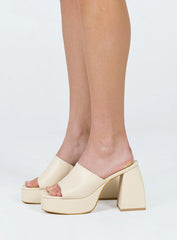 Shapiro Mules Platform Heels Bone
