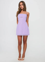 Shelley Embroidered Mini Dress Lilac