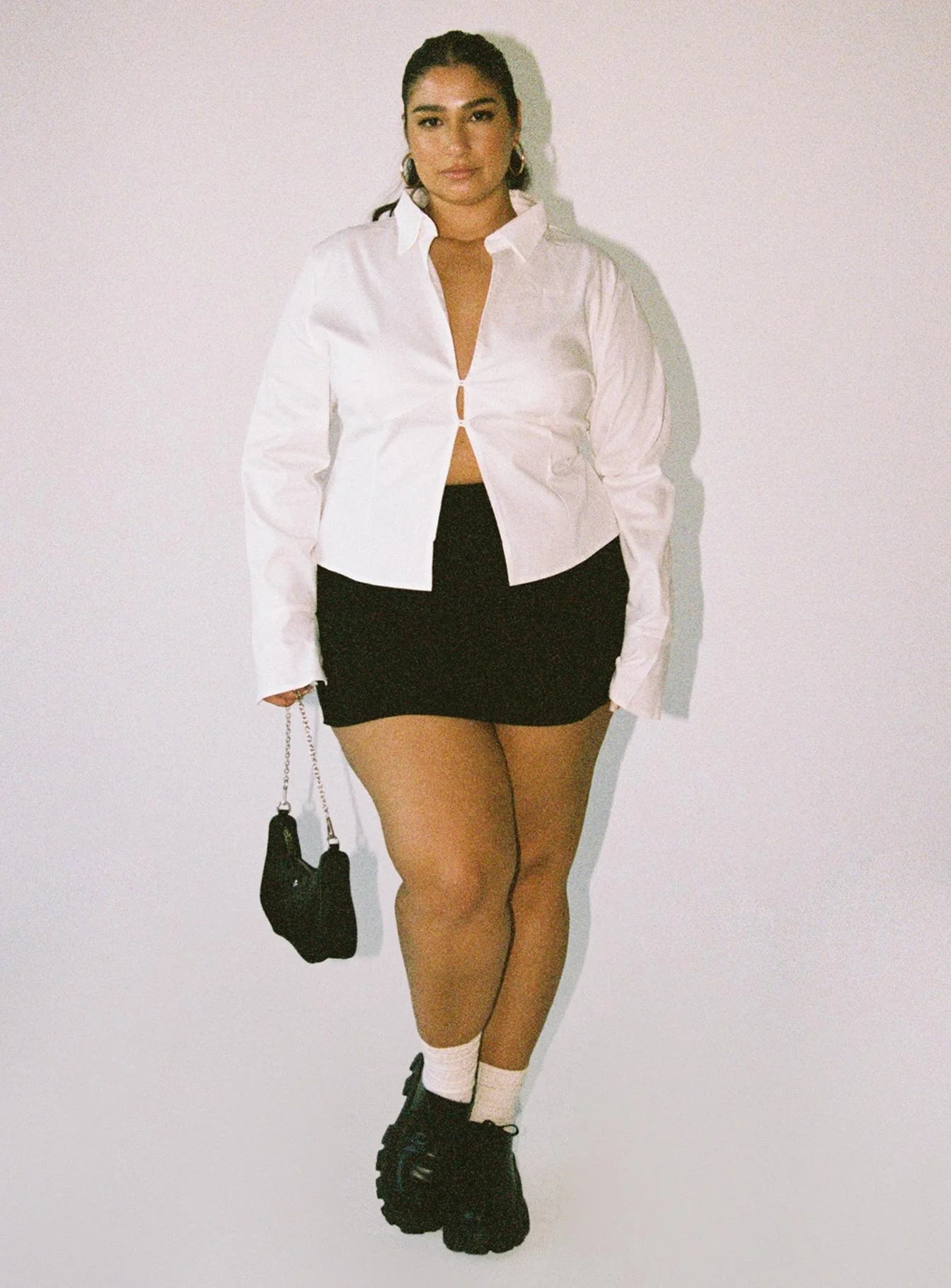 Belshaw Lace Up Back Shirt Ivory Curve
