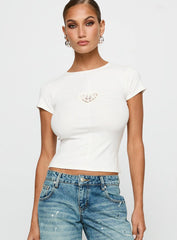 We Could Go Lace Detail Top White