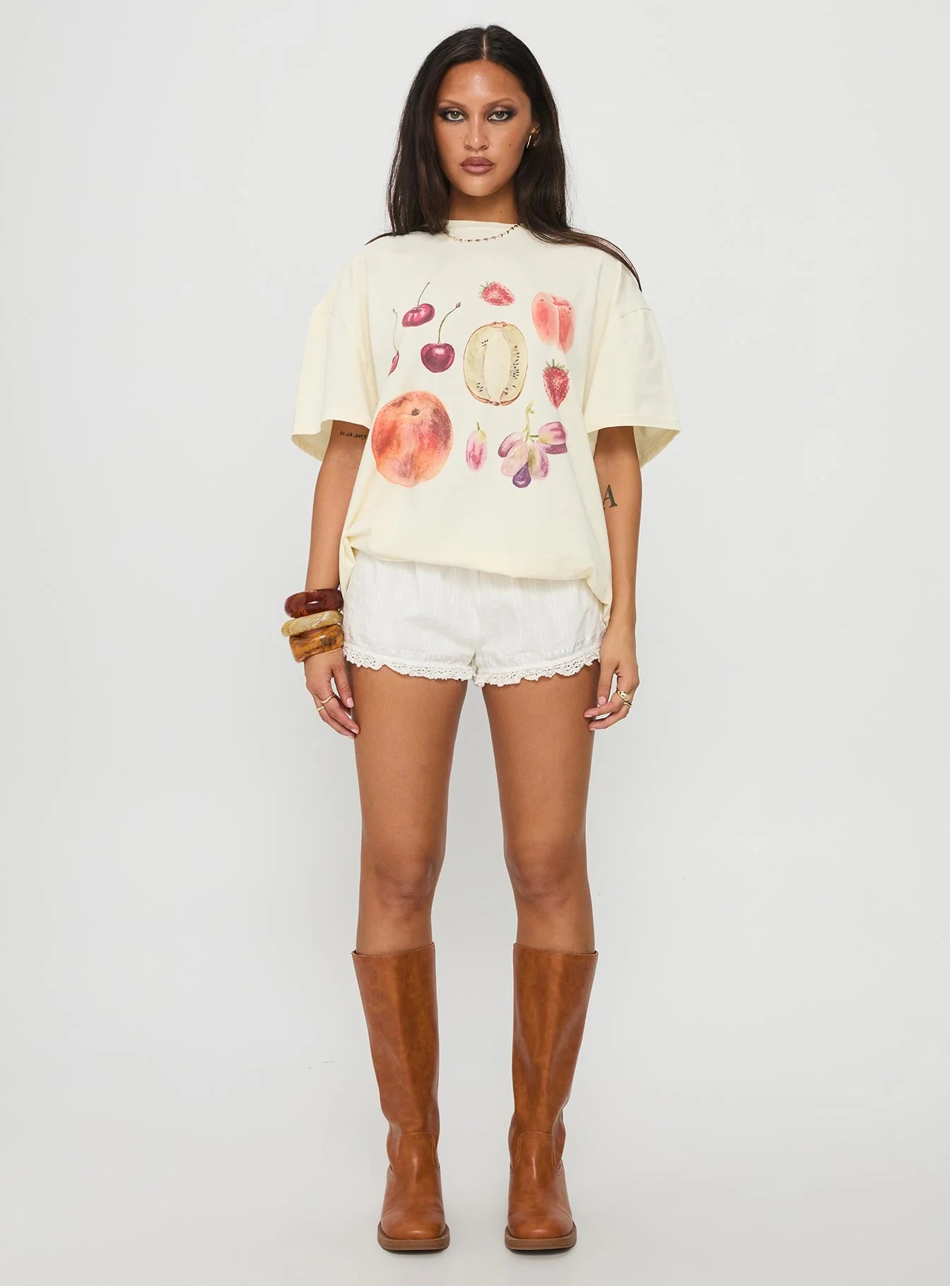 Farmer's Pick Oversized Graphic Top Cream