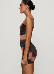 Kalena Mini Dress Brown Multi