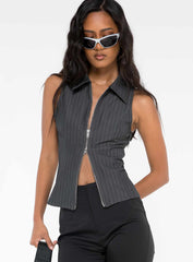 Cono Zip Up Top Grey