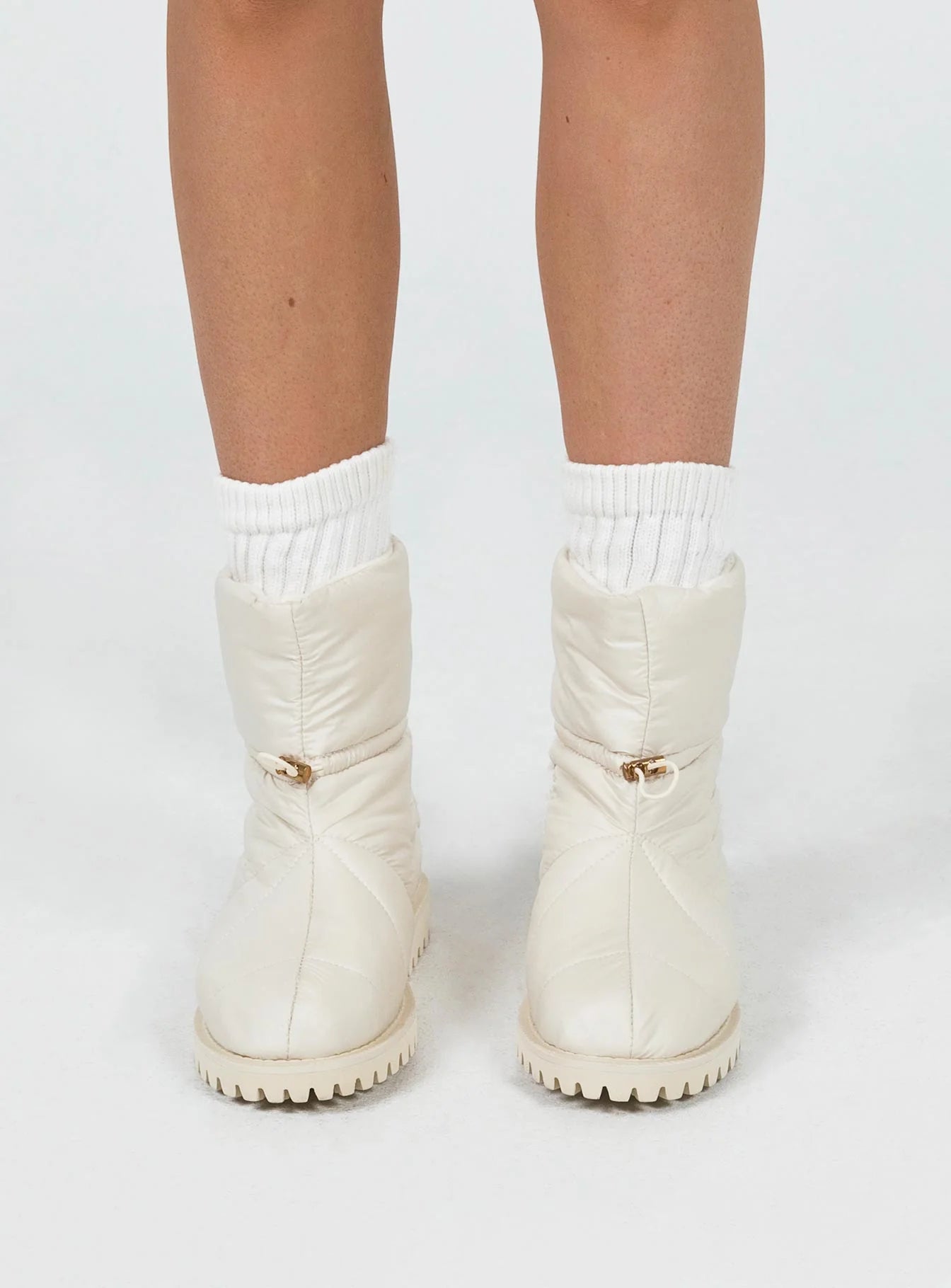 Higgins Quilted Ankle Boots Beige