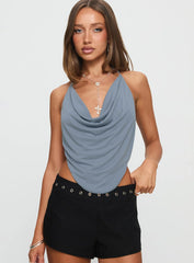 Anetta Cowl Halter Top Blue