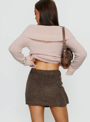 Clairissa Off Shoulder Knit Sweater Pink