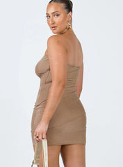 Giorgia Strapless Mini Dress Beige