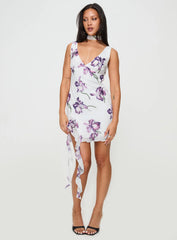 Varney Frill Mini Dress White / Purple Floral