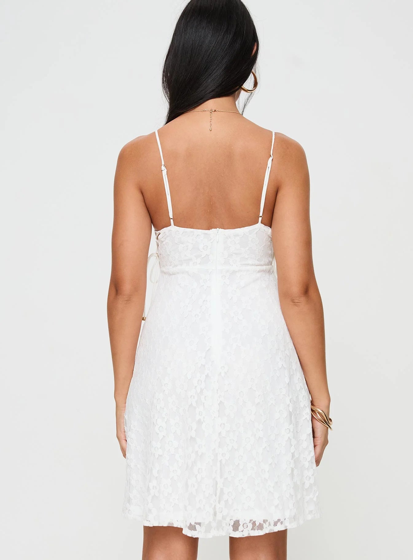 At Last Lace Mini Dress White
