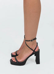 Tessie Ankle Strap Heels Matte Black