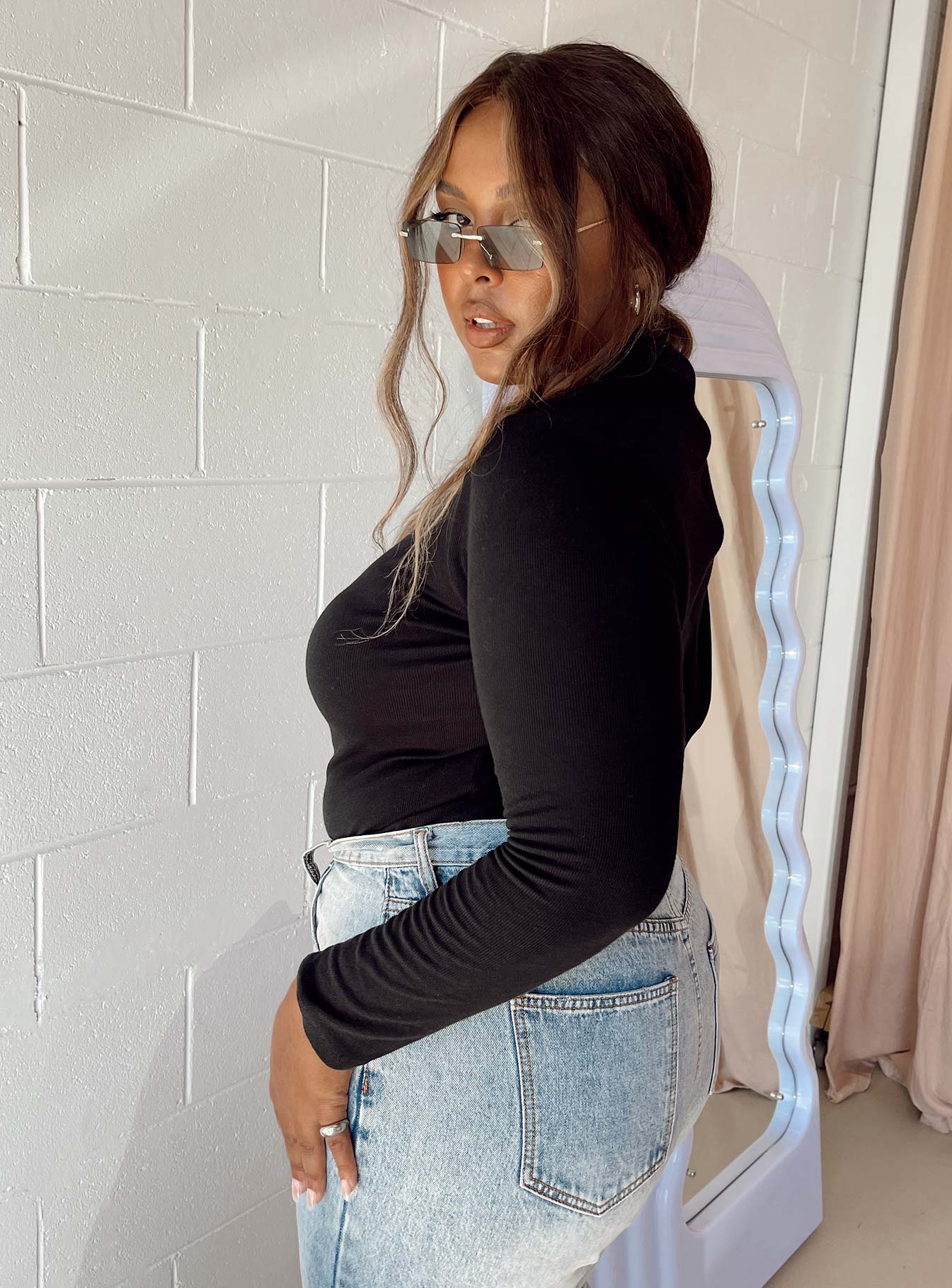 Maleny Long Sleeve Bodysuit Black Curve