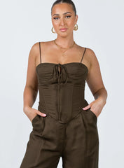 Del Gato Corset Top Dark Chocolate
