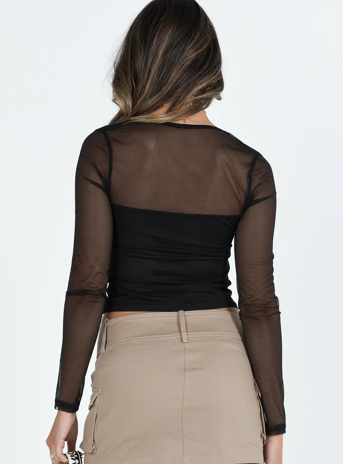 Corria Mesh Long Sleeve Top Black