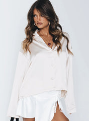 Sintra Satin Long Sleeve Shirt Champagne