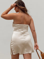 Belli Strapless Mini Dress Champagne