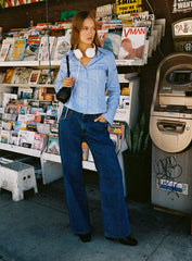 Top Model Low Rise Straight Leg Jeans Dark Denim