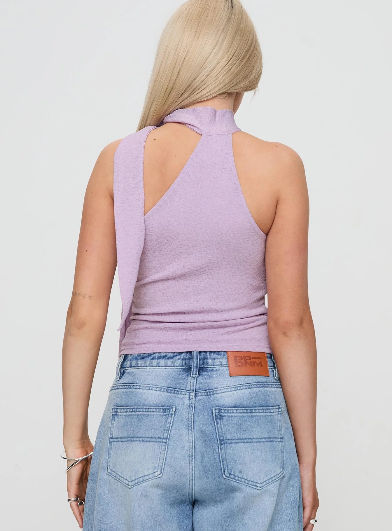 Anderstone Neck Tie Top Purple