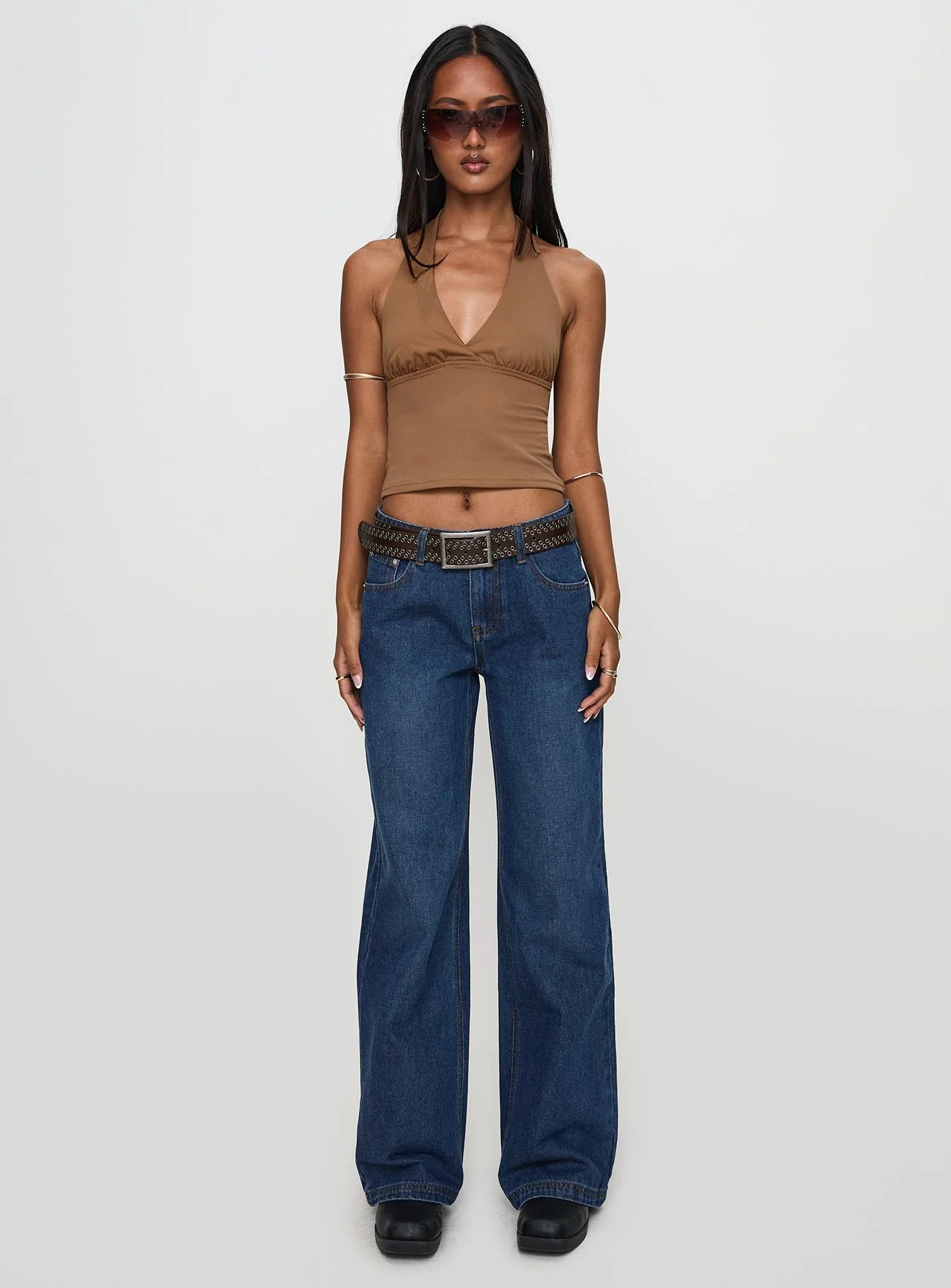 Everlong Mid Rise Wide Leg Jeans Dark Blue Wash
