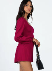 Hastings Long Sleeve Romper Burgundy