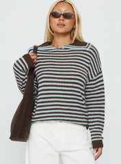 Moon Went Dark Collared Knit Sweater Stripe