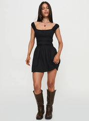 Peonia Lace Mini Dress Black