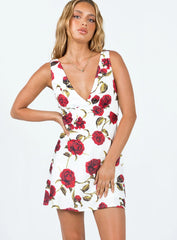 Nellie Mini Dress White / Red Floral