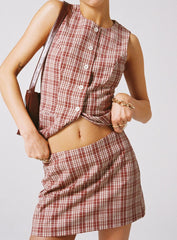 Theodosia Mini Skirt Red Check