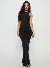 Rheanna Draped Backless Maxi Dress Black