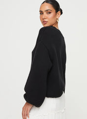 Harmony Balloon Sleeve Knit Sweater Black