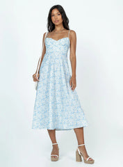 Amara Midi Dress Blue Multi