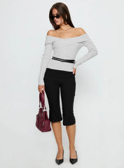 Ellenore Belt Detail Off Shoulder Top Grey