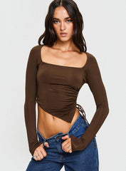 Take Me On Long Sleeve Top Brown