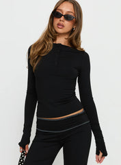 Kobee Jersey Long Sleeve Layering Top Black