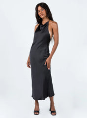 Broughton Halter Midi Dress Black