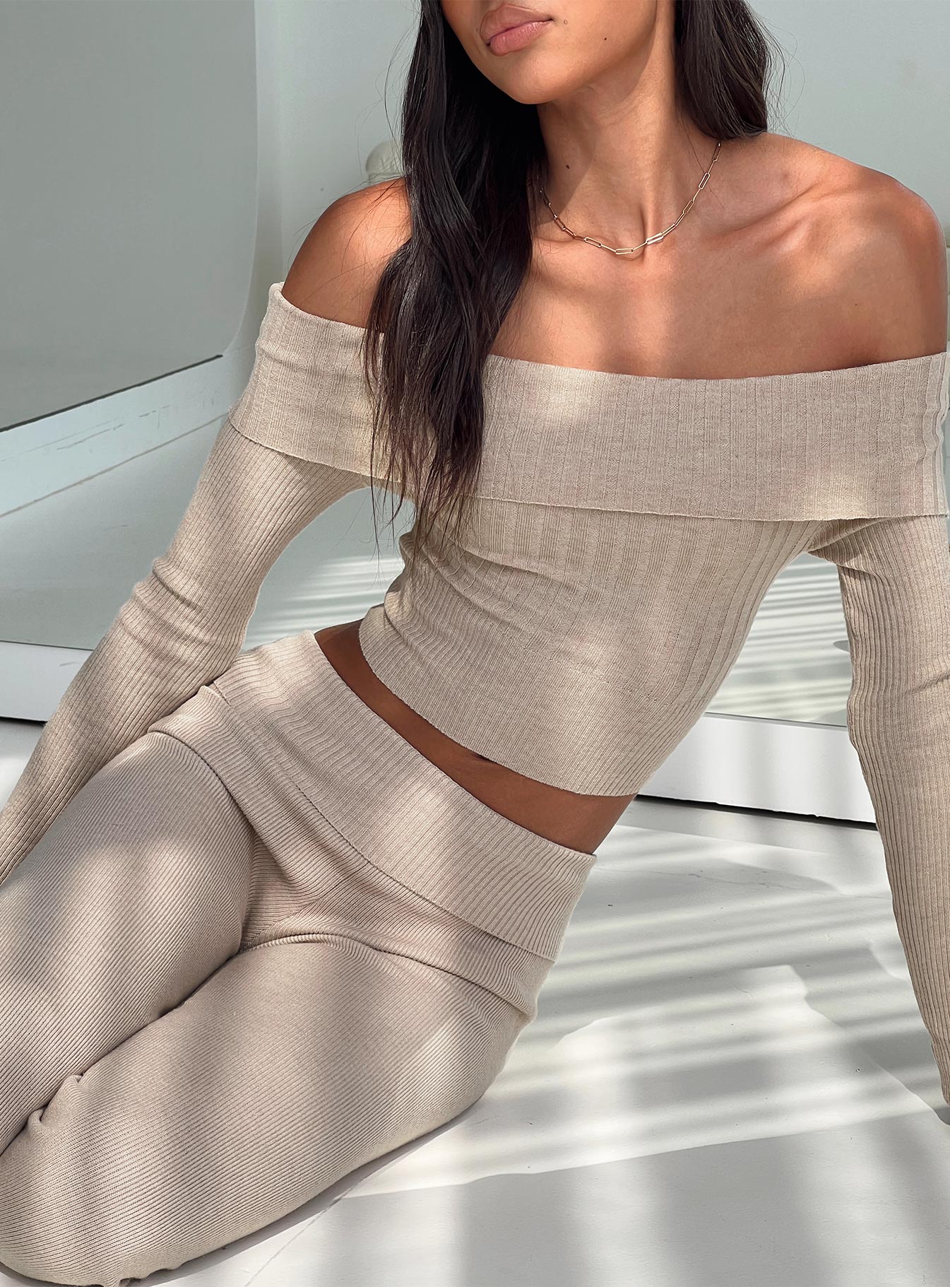Tagula Off The Shoulder Top Beige