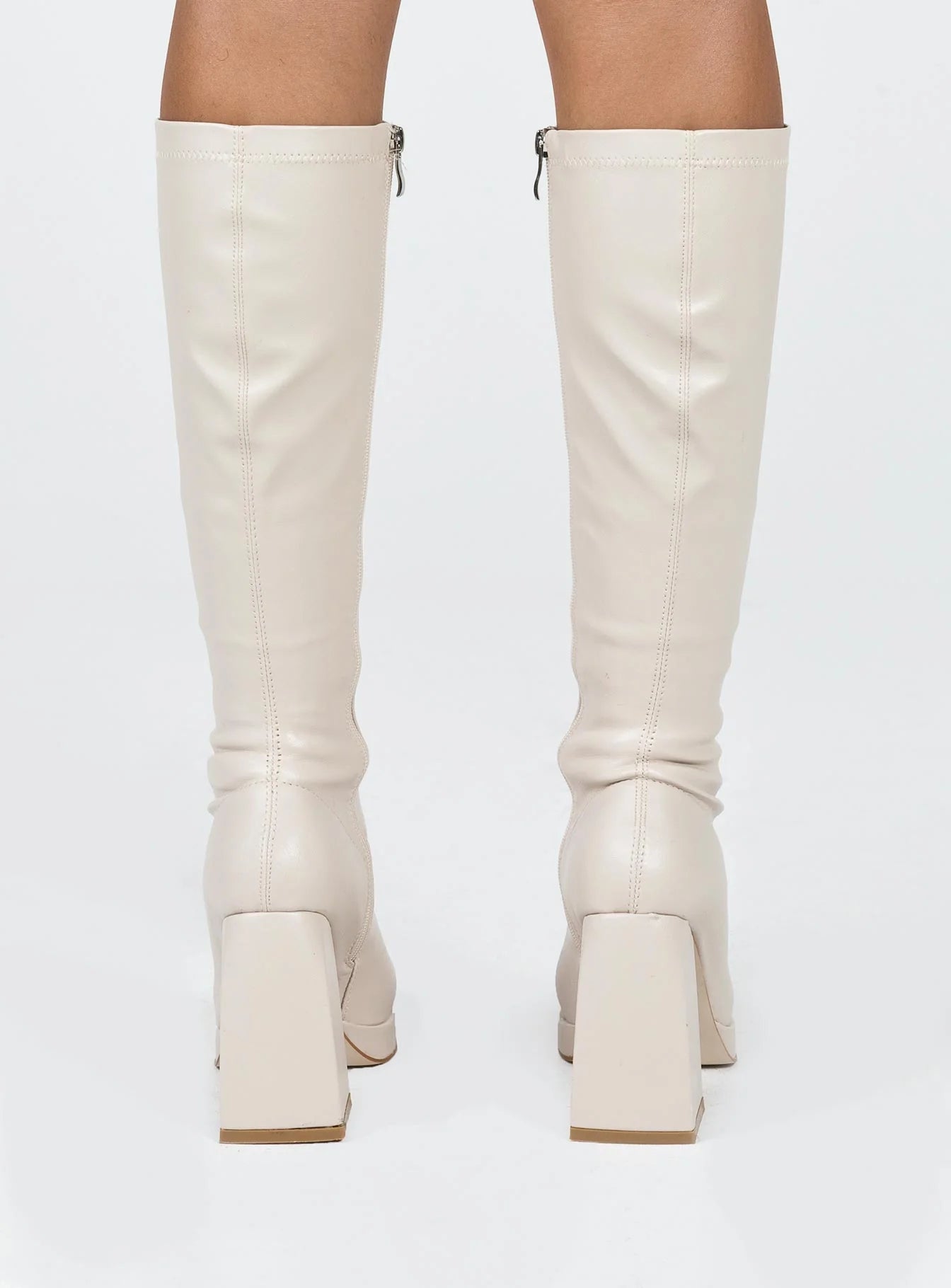 Zayas Knee High Boots Beige