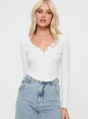 Hiya Long Sleeve Top White