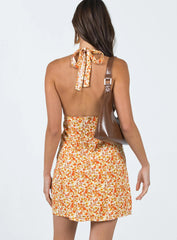 Motel Leana Dress Ditsy Tangerine Yellow