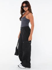 Fallout Mid Rise Cargo Pants Black Petite