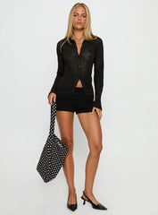 Marcita Floral Knit Longline Shirt Black