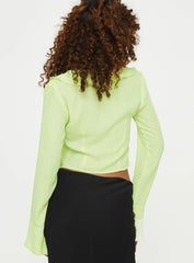 Astred Ruffle Long Sleeve Top Green