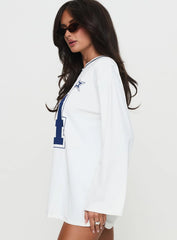 Star Player Long Sleeve Top White