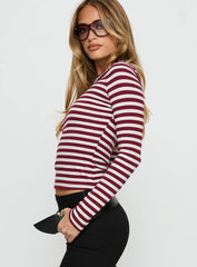 Derrica Long Sleeve Top Red / Grey Stripe
