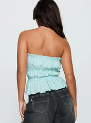 Sombre Tie Detail Strapless Top Blue